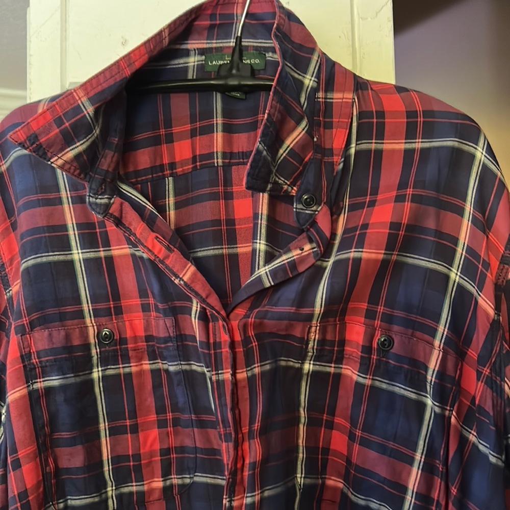 Ralph Lauren Jeans Co Red Plaid Button Shirt Size XL